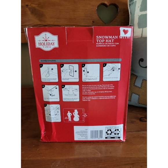 Holiday Time Airblown Inflatable Snowman with Candy Cane 7 Feet Yard Decor - Picture 5 of 6